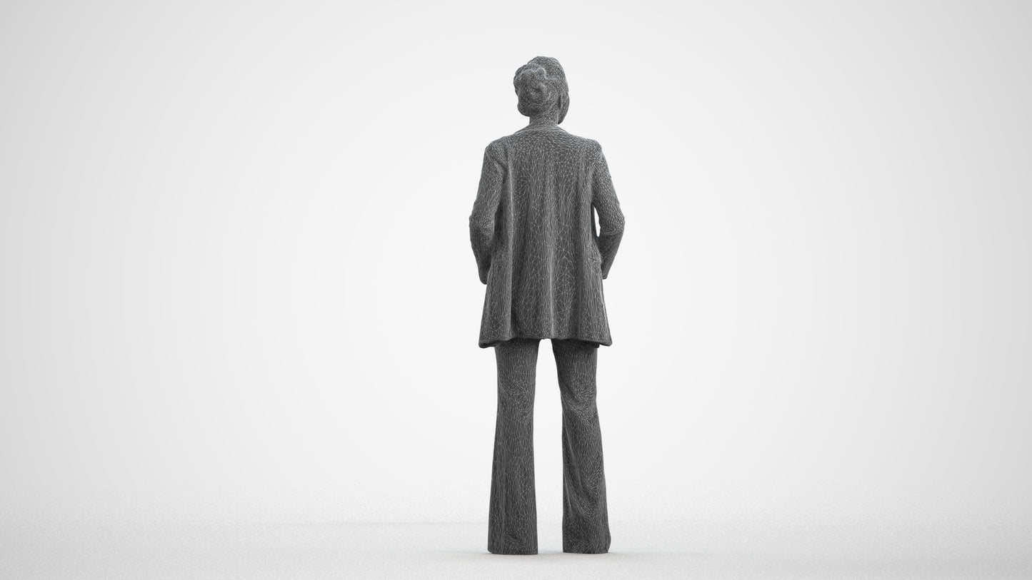 3D people model woman business standing, scanned human for 3ds Max rendering, wireframe front view