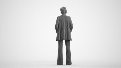 3D people model woman business standing, scanned human for 3ds Max rendering, wireframe front view