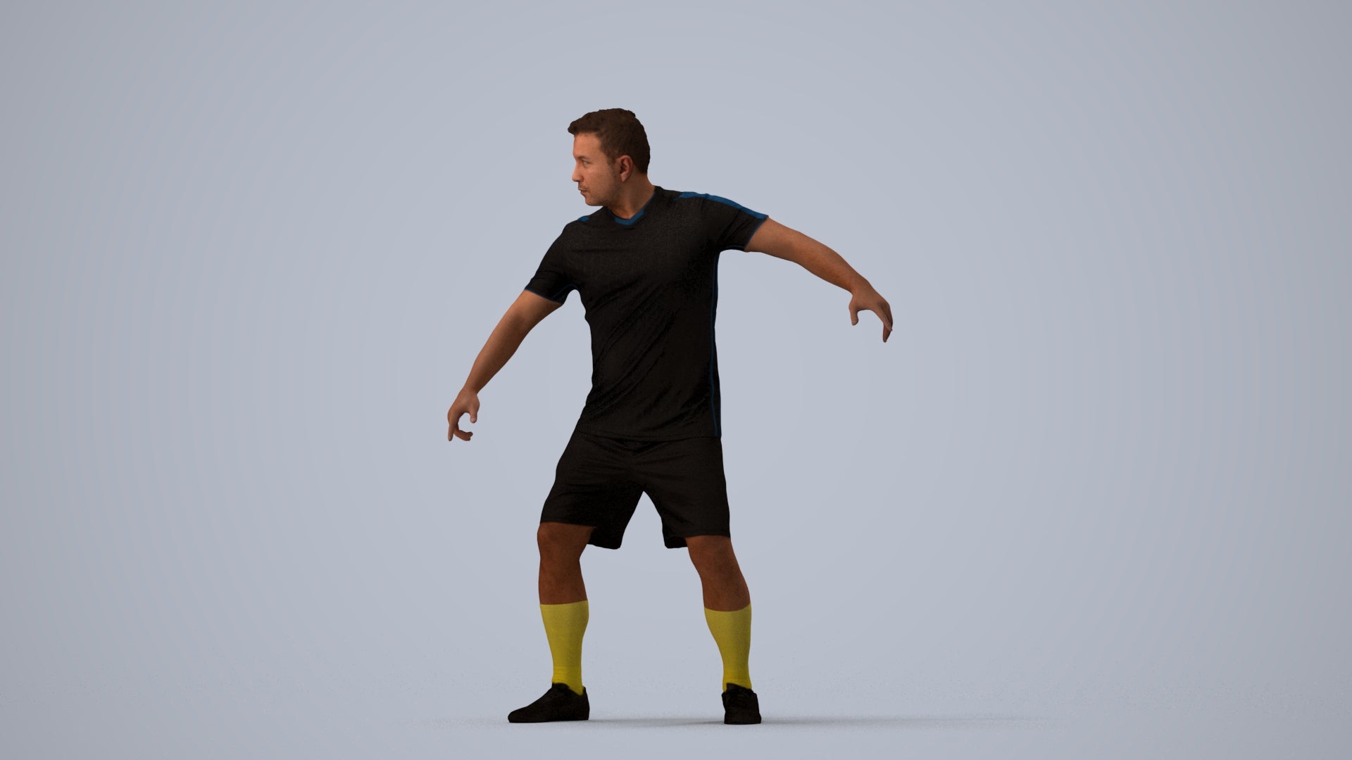 photogrammetry 3D man sport, realistic human model archviz FBX, three-quarter view render