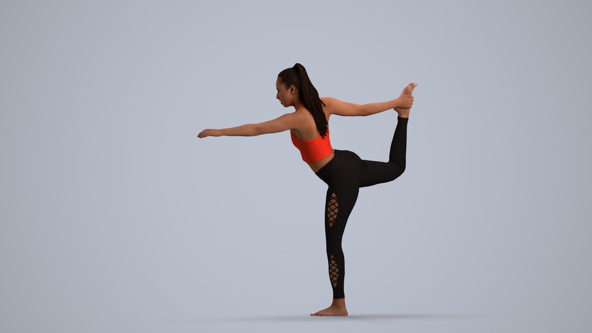 3D scanned woman sport, photorealistic archviz people for Enscape and SketchUp, front view render