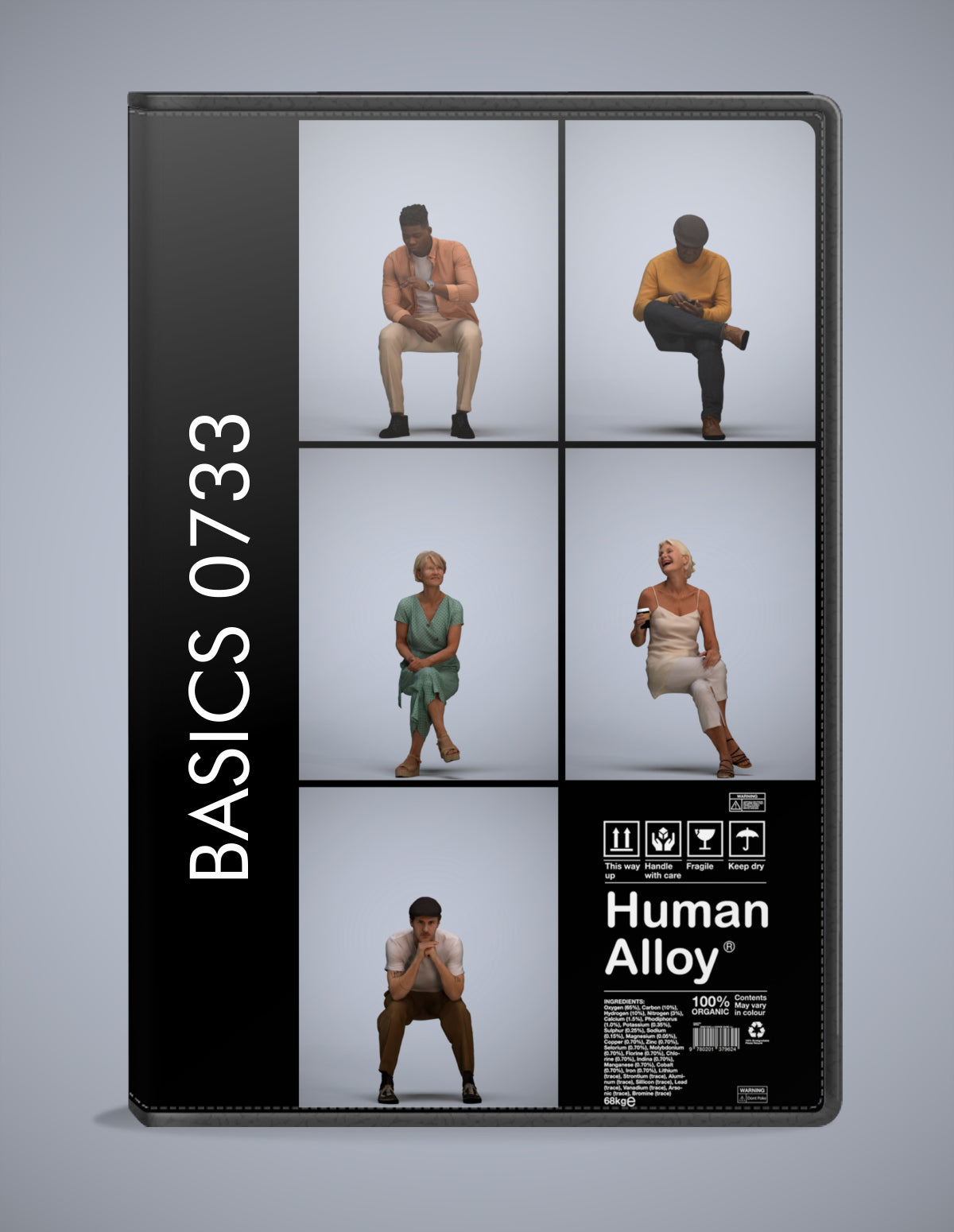 5x realistic 3D people sitting pack, scanned archviz collection for Blender and 3ds Max