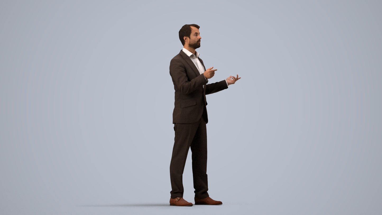 realistic 3D man business, scanned archviz people for Blender and 3ds Max, side view render