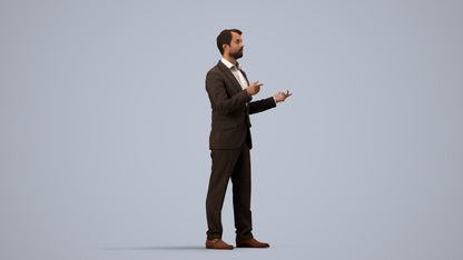 realistic 3D man business, scanned archviz people for Blender and 3ds Max, side view render