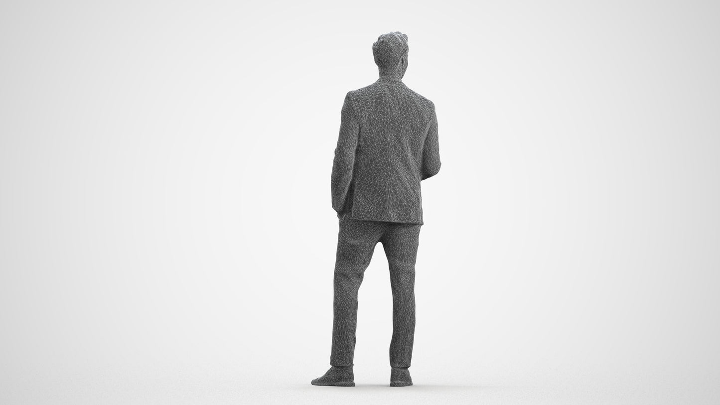 scanned 3D man formal formalaffairs, photogrammetry people for Enscape and V-Ray, wireframe front view