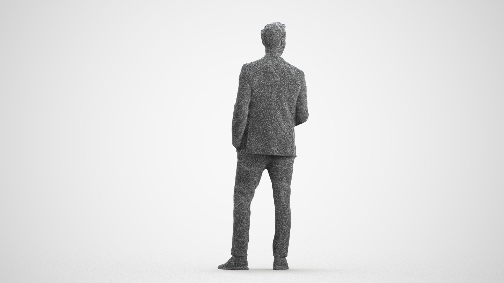 scanned 3D man formal formalaffairs, photogrammetry people for Enscape and V-Ray, wireframe front view
