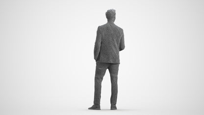 scanned 3D man formal formalaffairs, photogrammetry people for Enscape and V-Ray, wireframe front view