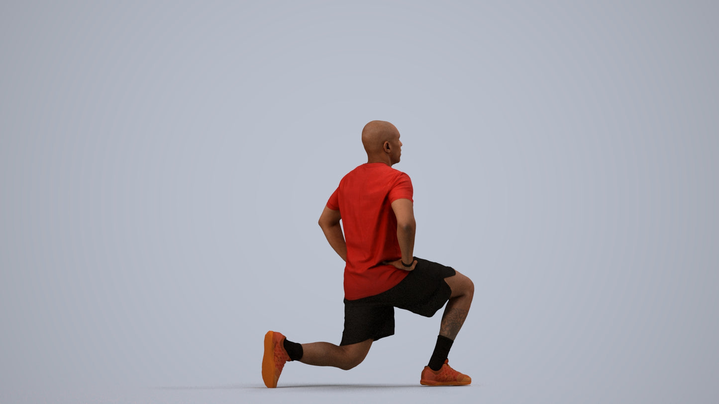 realistic 3D human man sport, archviz people FBX OBJ for Blender, side view render