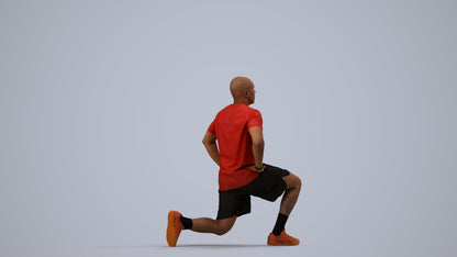 realistic 3D human man sport, archviz people FBX OBJ for Blender, side view render