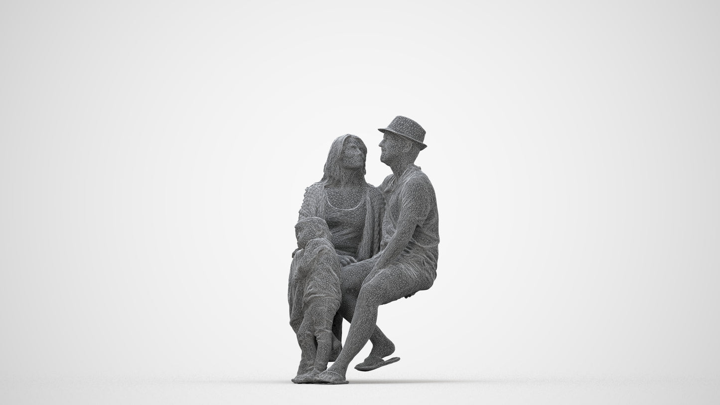 3D scanned girl kids, photorealistic archviz people for Enscape and SketchUp, wireframe back view