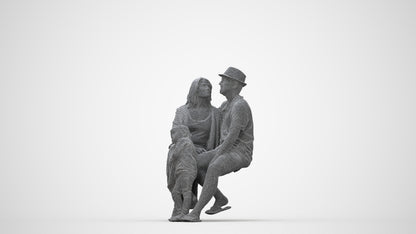 3D scanned girl kids, photorealistic archviz people for Enscape and SketchUp, wireframe back view