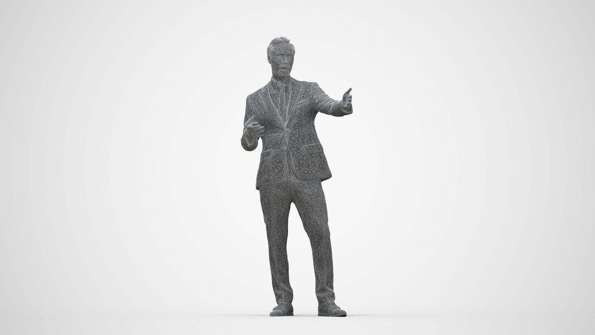 realistic 3D human man business shopping, archviz people FBX OBJ for Blender, wireframe back view