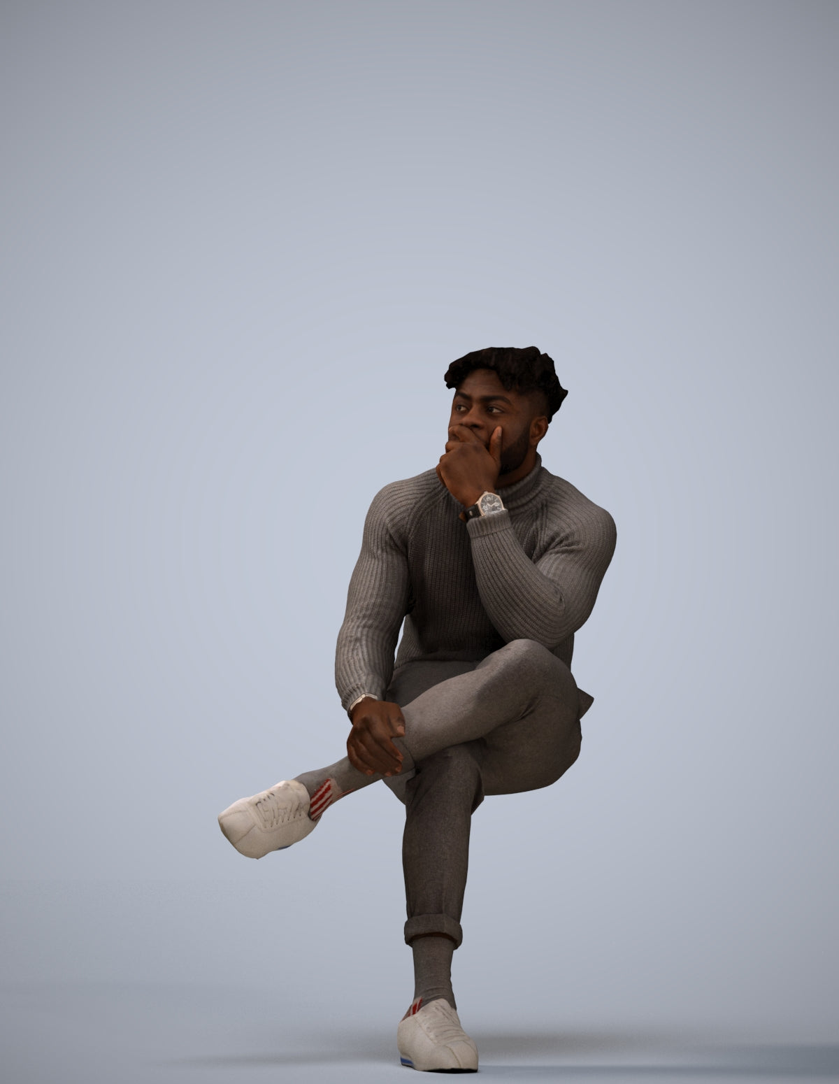 3D people model man casual sitting, scanned human for 3ds Max rendering
