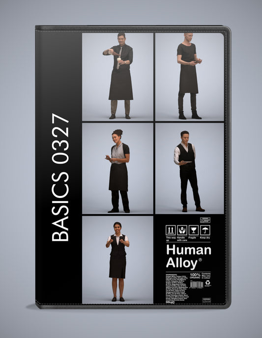realistic 3D people hospitality set, 5 render-ready models for V-Ray and Corona