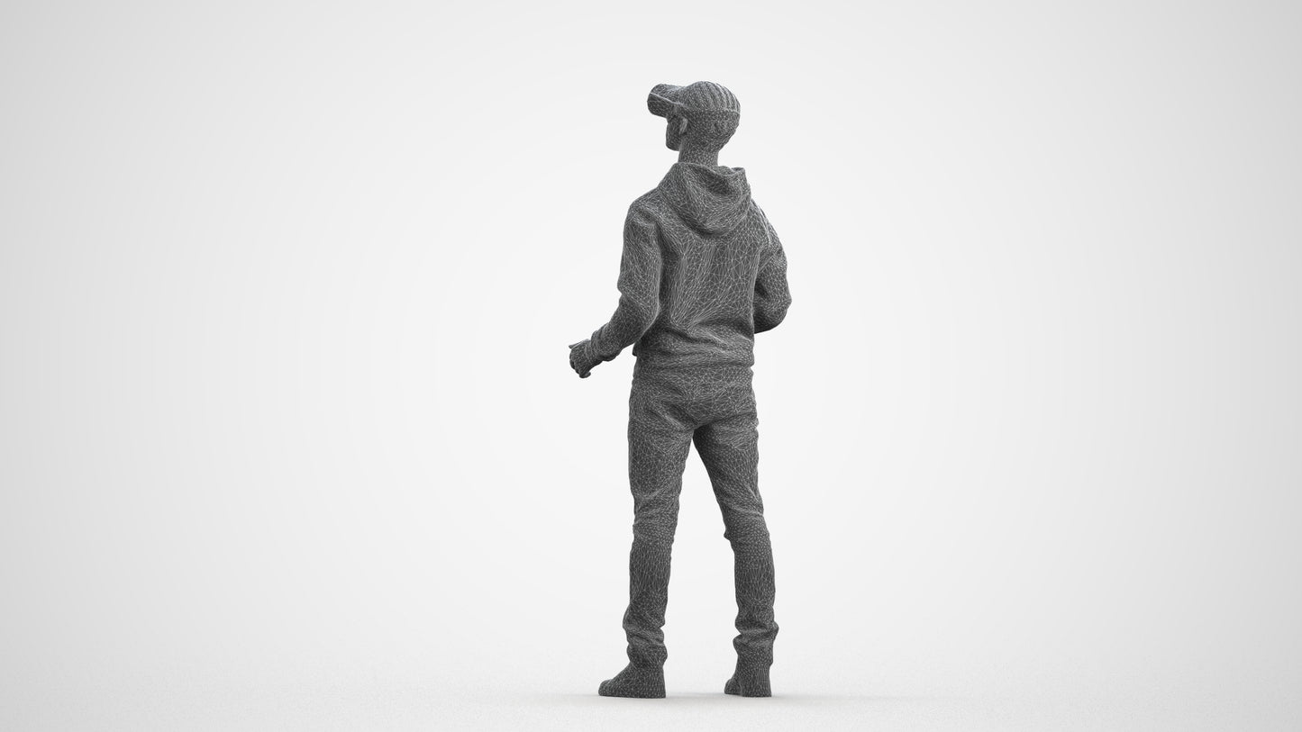 realistic 3D human boy casual kids, archviz people FBX OBJ for Blender, wireframe front view