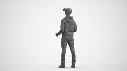 realistic 3D human boy casual kids, archviz people FBX OBJ for Blender, wireframe front view