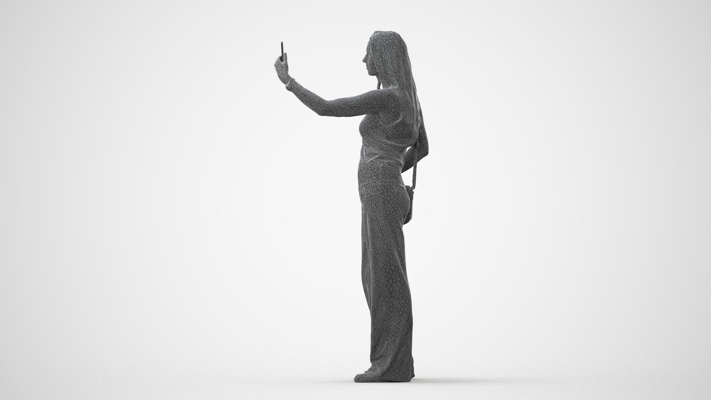 3D people model woman casual standing, scanned human for 3ds Max rendering, square thumbnail