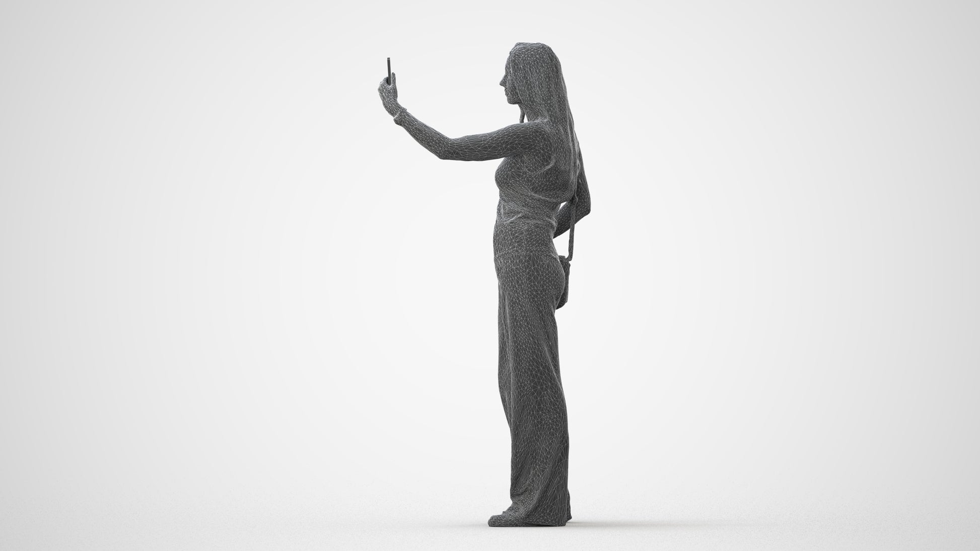 3D people model woman casual standing, scanned human for 3ds Max rendering, square thumbnail