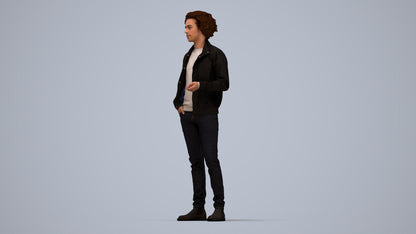 realistic 3D people man casual standing, render-ready for V-Ray and Corona, FBX OBJ, top-down view render
