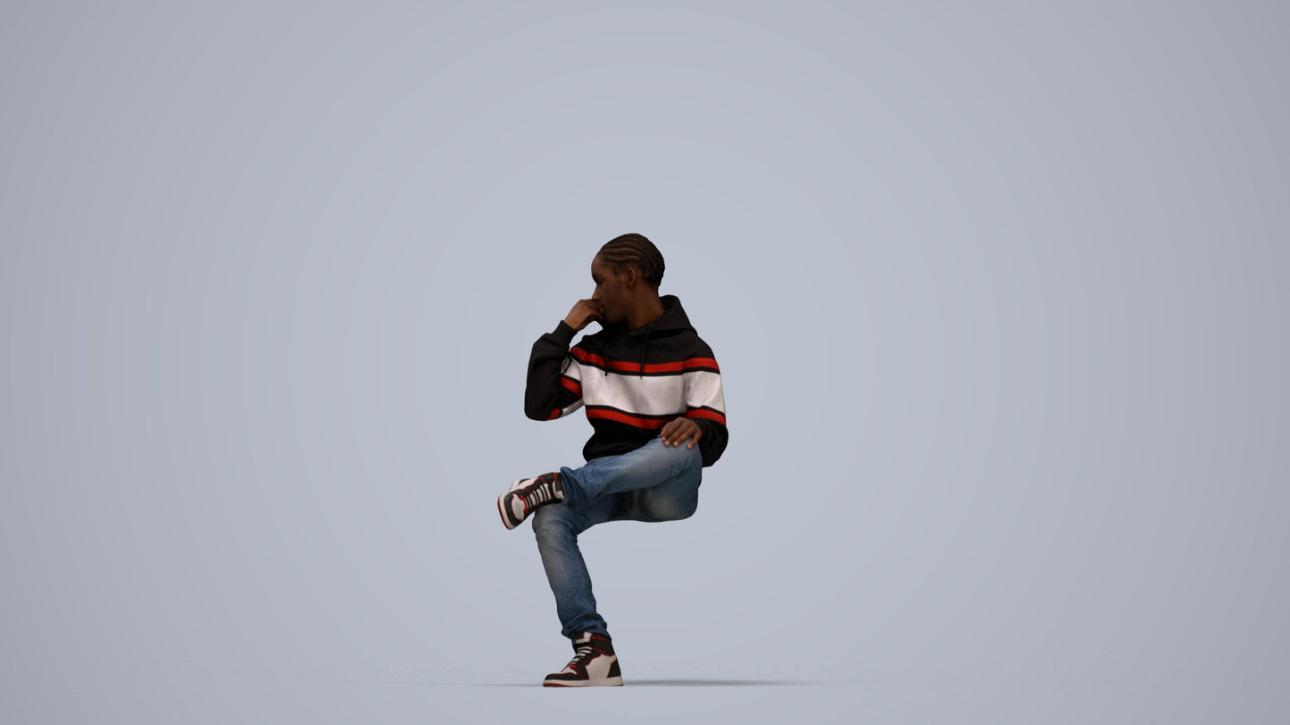 3D scanned boy kids casual, photorealistic archviz people for Enscape and SketchUp, top-down view render