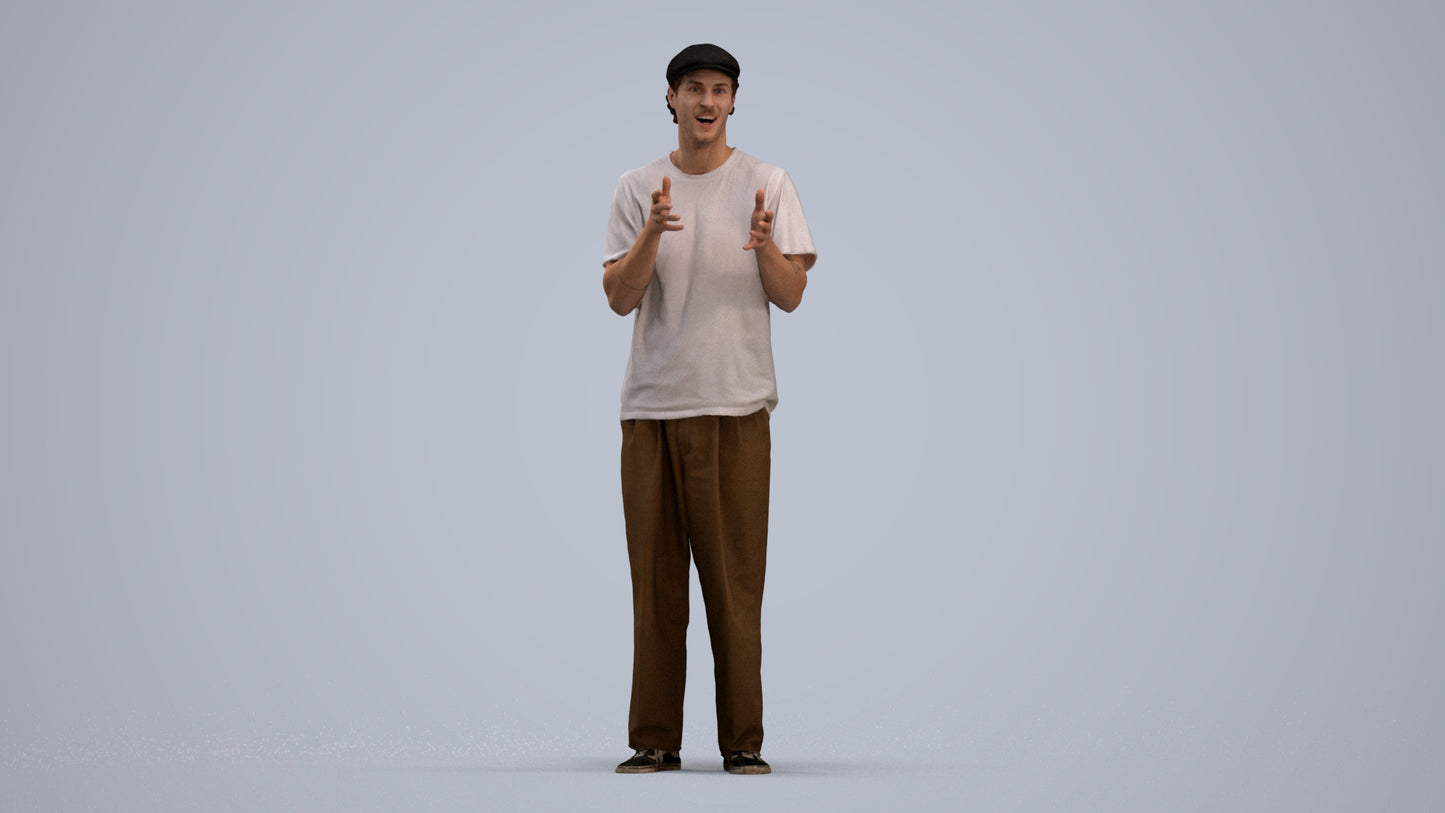 scanned 3D man casual standing, photogrammetry people for Enscape and V-Ray, standing pose render