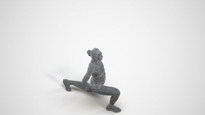 realistic 3D human woman sport, archviz people FBX OBJ for Blender, wireframe three-quarter view