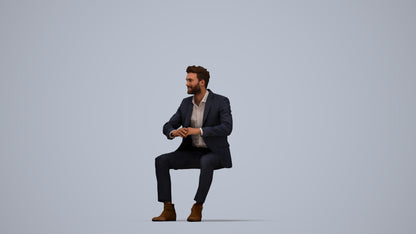 scanned 3D man business, photogrammetry people for Enscape and V-Ray, top-down view render