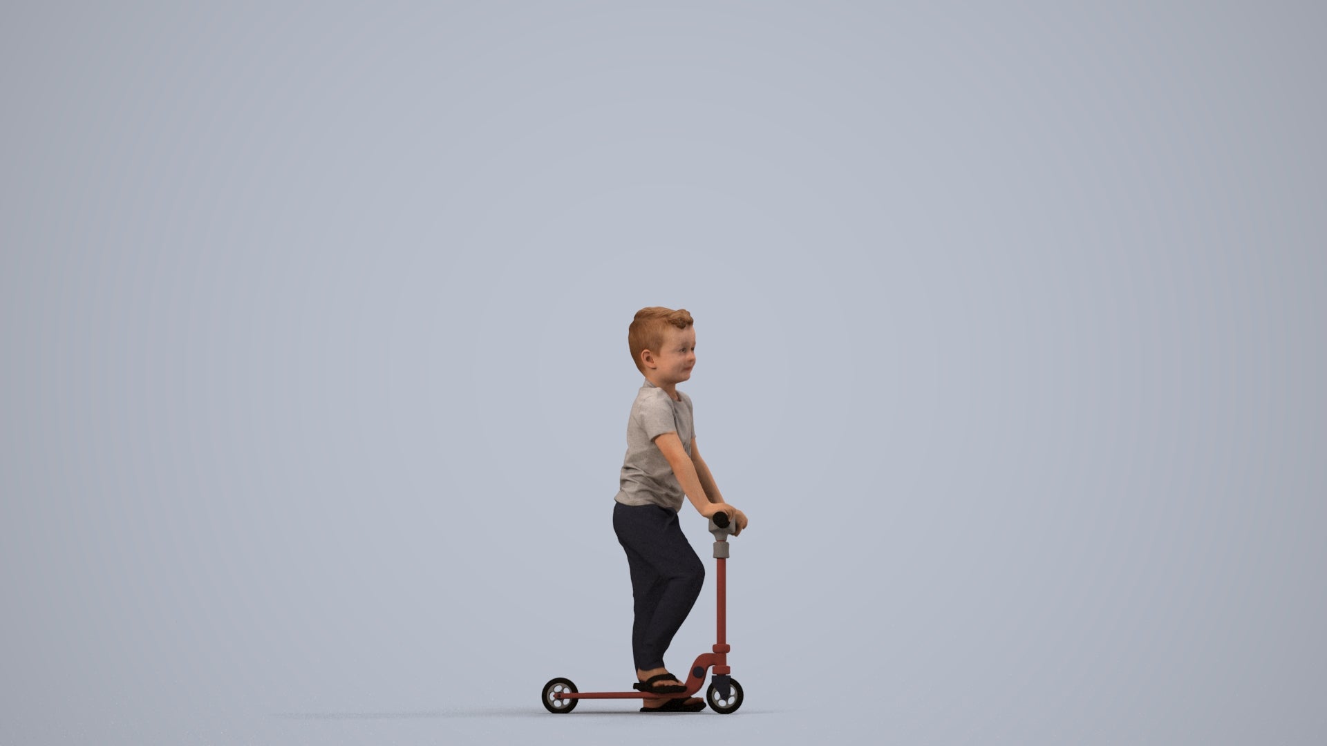 3D people model boy casual kids, scanned human for 3ds Max rendering, side view render