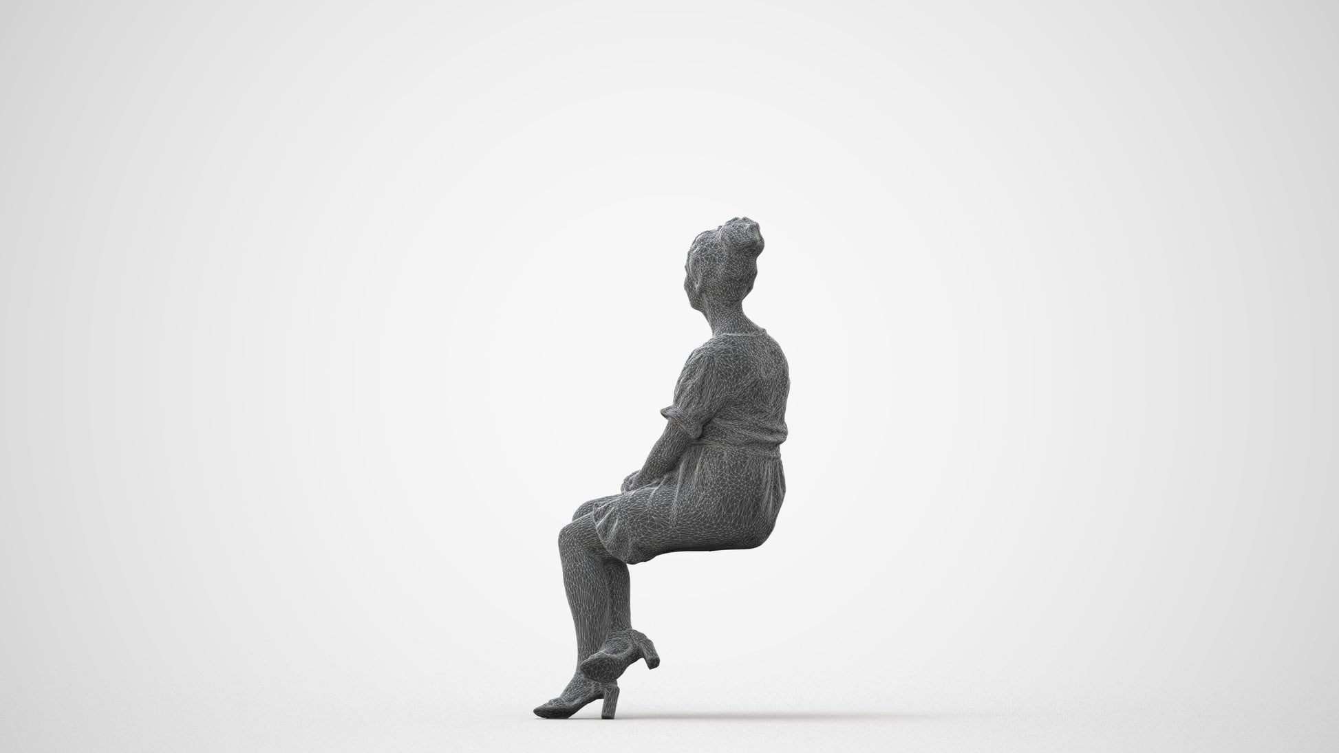 3D scanned woman sitting casual, photorealistic archviz people for Enscape and SketchUp, square thumbnail