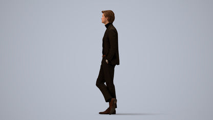 realistic 3D people man business standing, render-ready for V-Ray and Corona, FBX OBJ, three-quarter view render