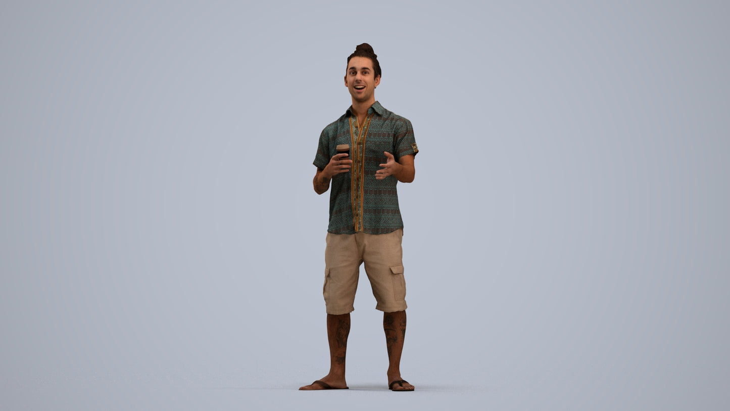 scanned 3D man casual standing, photogrammetry people for Enscape and V-Ray, standing pose render