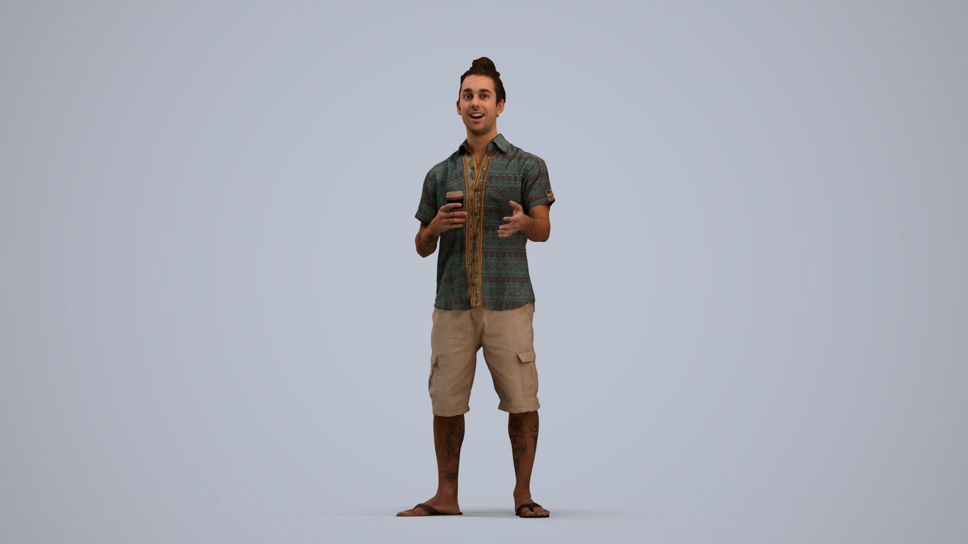 scanned 3D man casual standing, photogrammetry people for Enscape and V-Ray, standing pose render