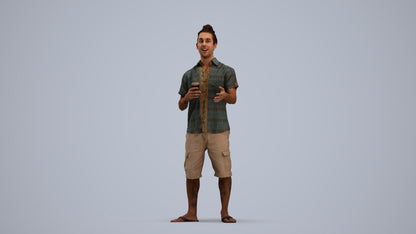 scanned 3D man casual standing, photogrammetry people for Enscape and V-Ray, standing pose render