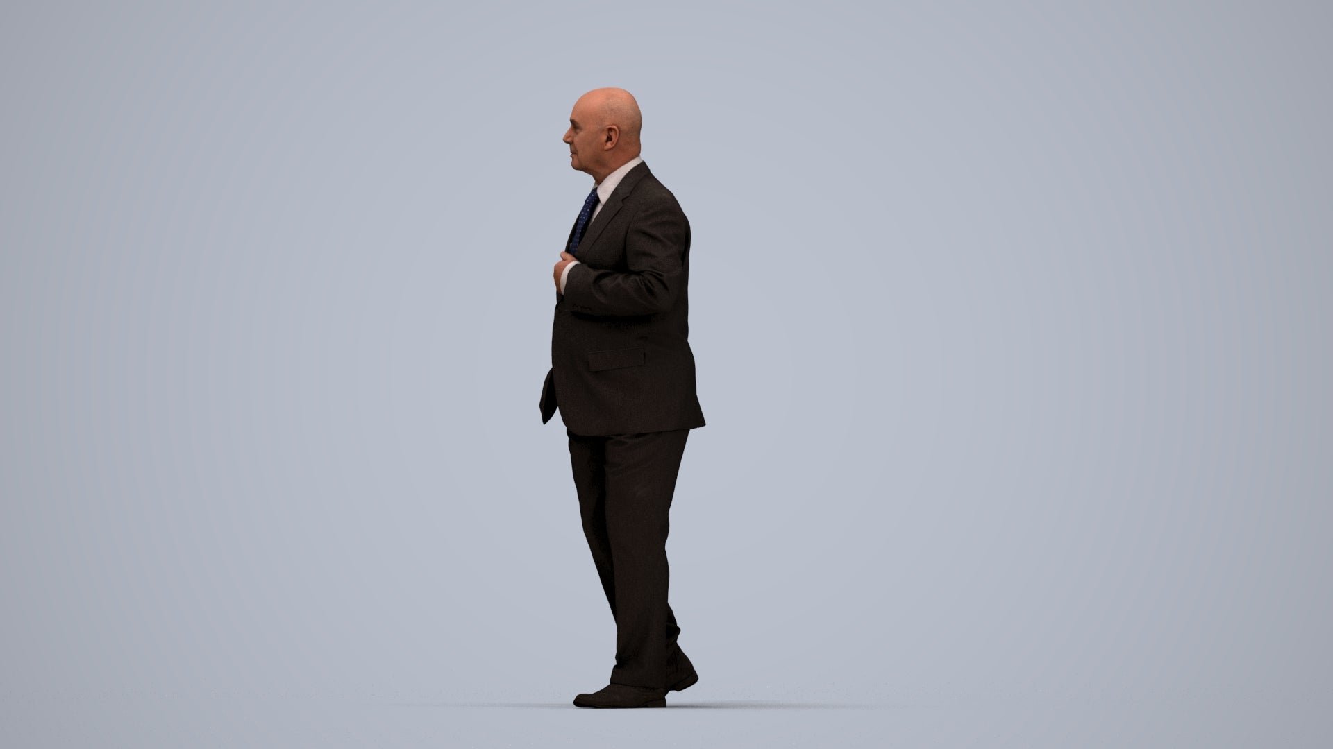 scanned 3D senior man business, photogrammetry people for Enscape and V-Ray, top-down view render