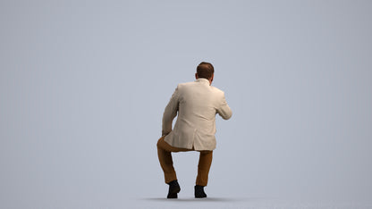 3D human model man business, photogrammetry scanned person for archviz, front view render