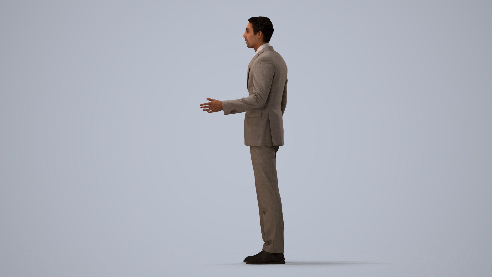 3D people model man business, scanned human for 3ds Max rendering, three-quarter view render