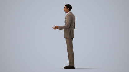 3D people model man business, scanned human for 3ds Max rendering, three-quarter view render