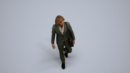 realistic 3D man business walking, scanned archviz people for Blender and 3ds Max, back view render