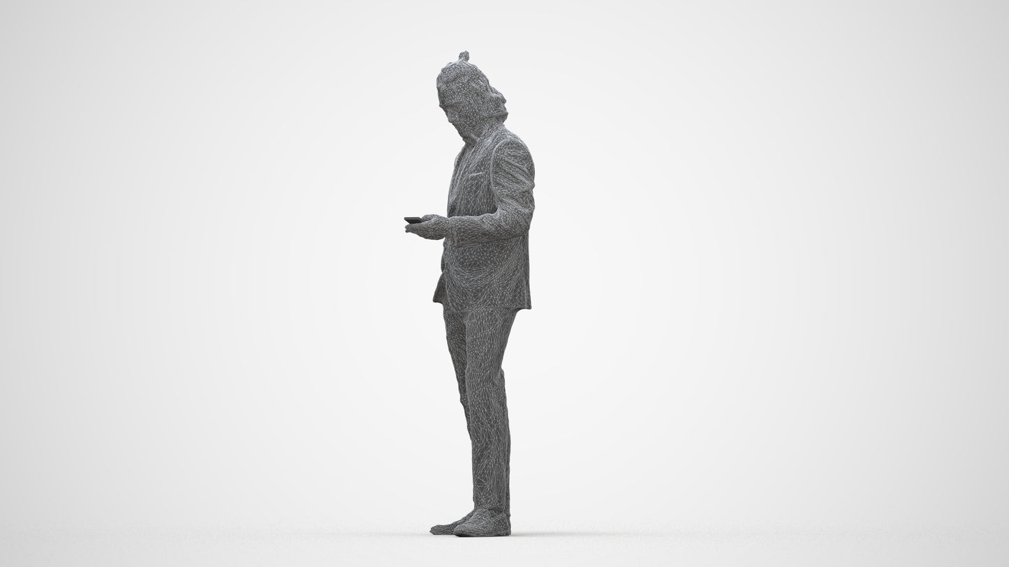 3D people model man formal formalaffairs, scanned human for 3ds Max rendering, wireframe back view