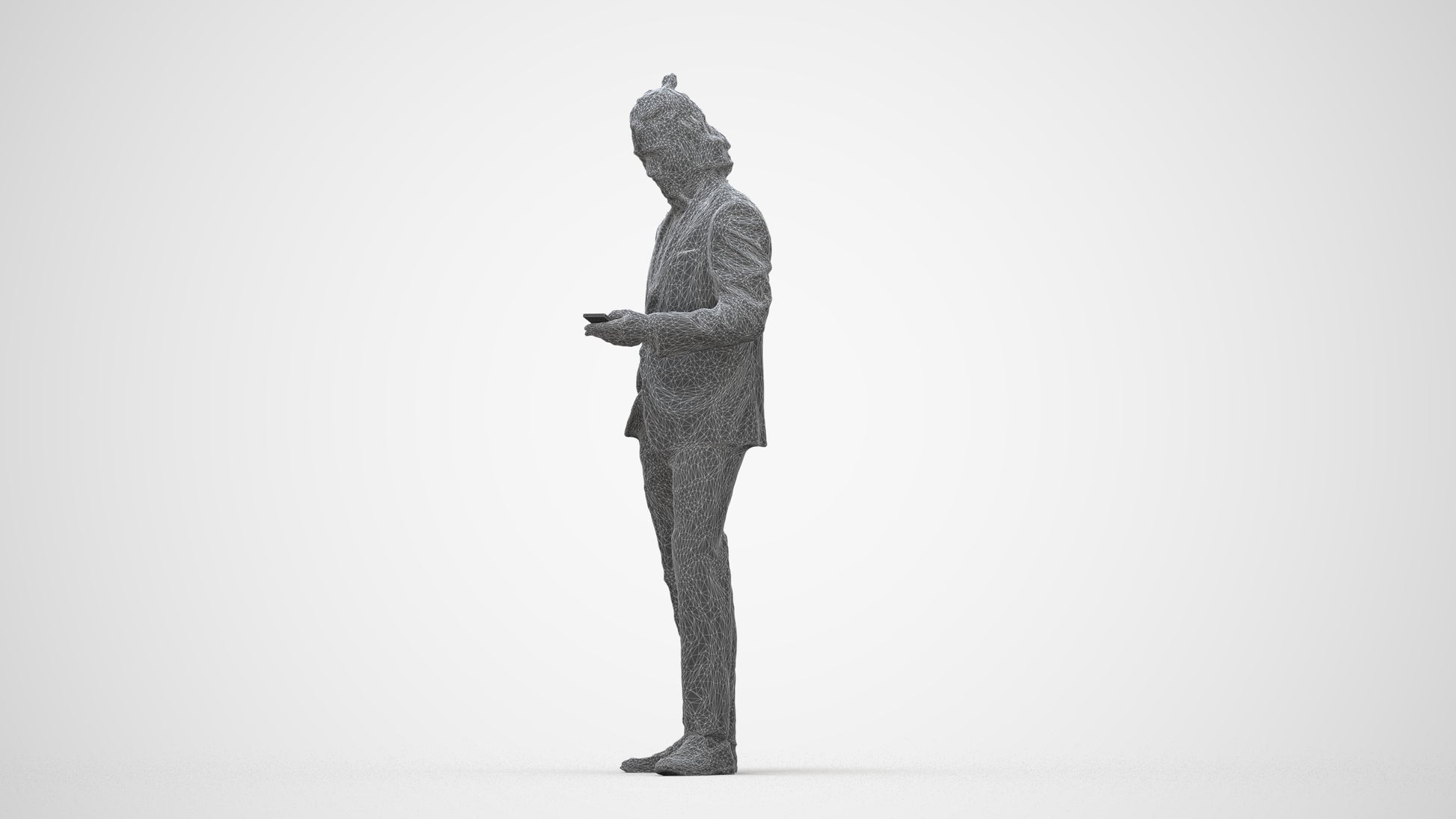 3D people model man formal formalaffairs, scanned human for 3ds Max rendering, wireframe back view