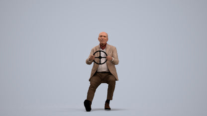 3D human model senior man business mix, photogrammetry scanned person for archviz, standing pose render