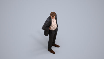 realistic 3D man business, scanned archviz people for Blender and 3ds Max, back view render