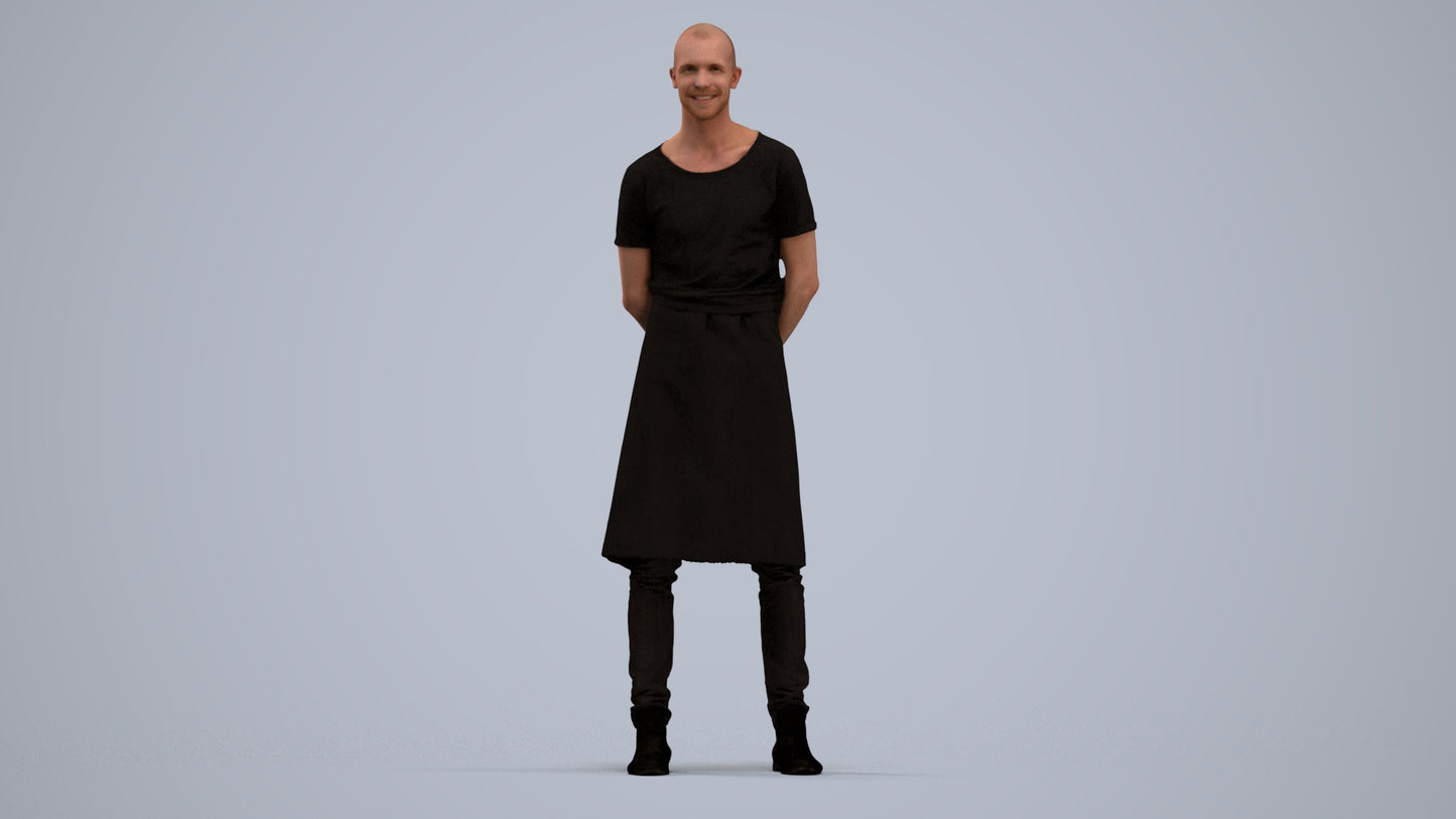 realistic 3D man hospitality, scanned archviz people for Blender and 3ds Max, standing pose render