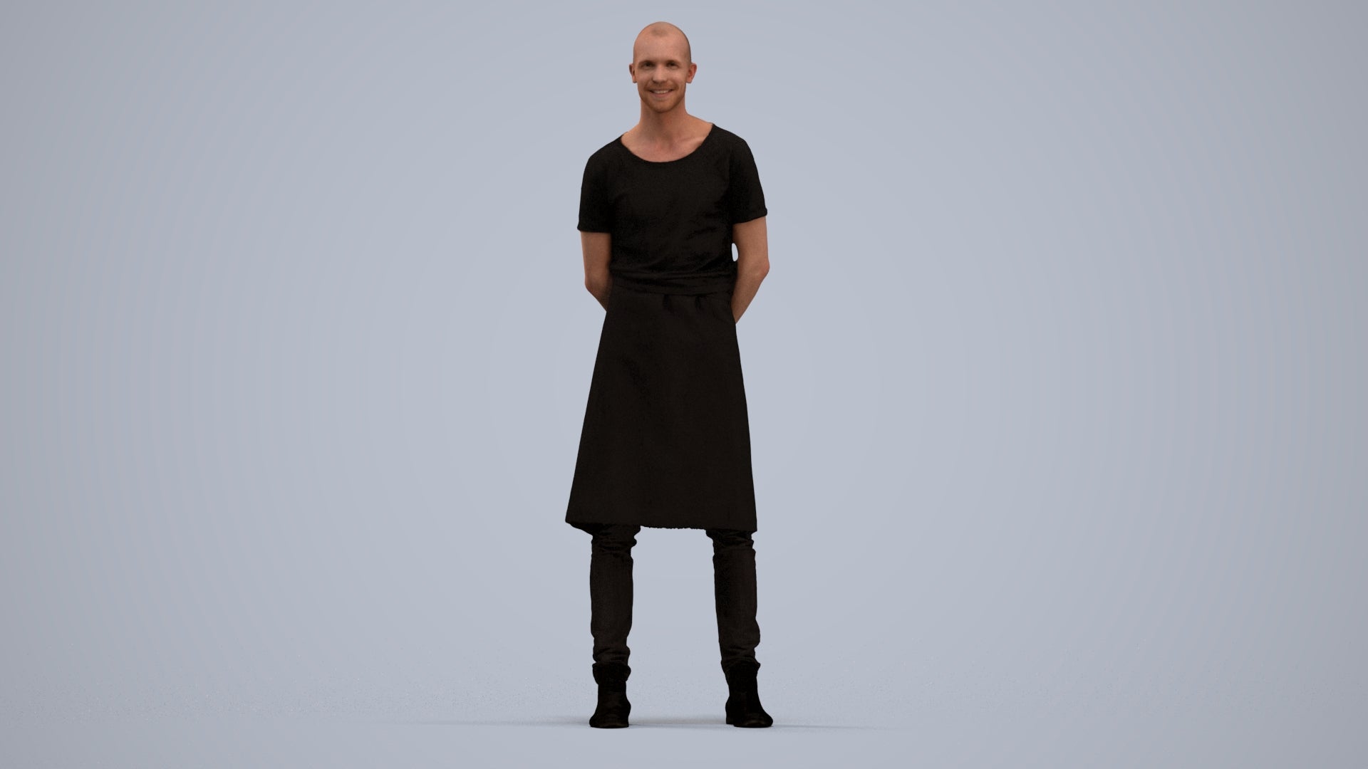 realistic 3D man hospitality, scanned archviz people for Blender and 3ds Max, standing pose render