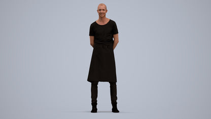 realistic 3D man hospitality, scanned archviz people for Blender and 3ds Max, standing pose render