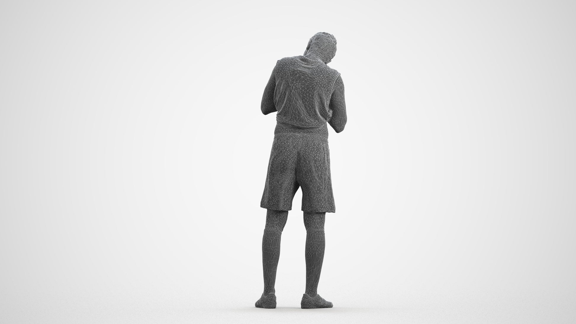 realistic 3D human man sport, archviz people FBX OBJ for Blender, wireframe front view