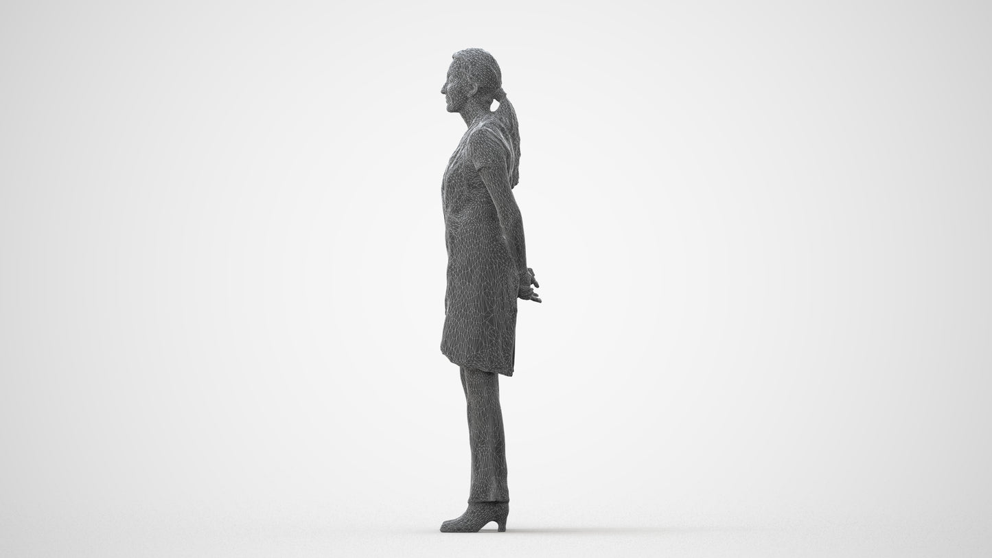 realistic 3D woman hospitality, scanned archviz people for Blender and 3ds Max, square thumbnail