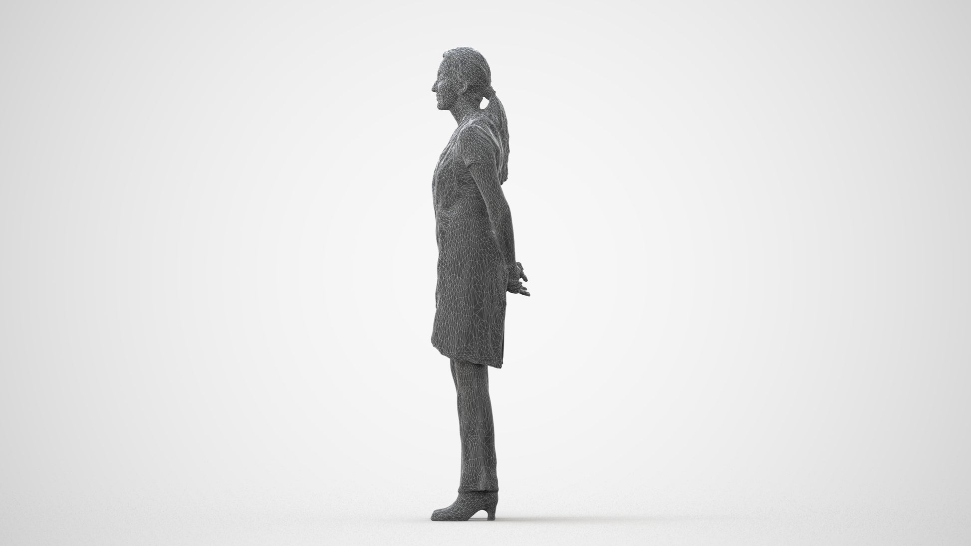 realistic 3D woman hospitality, scanned archviz people for Blender and 3ds Max, square thumbnail