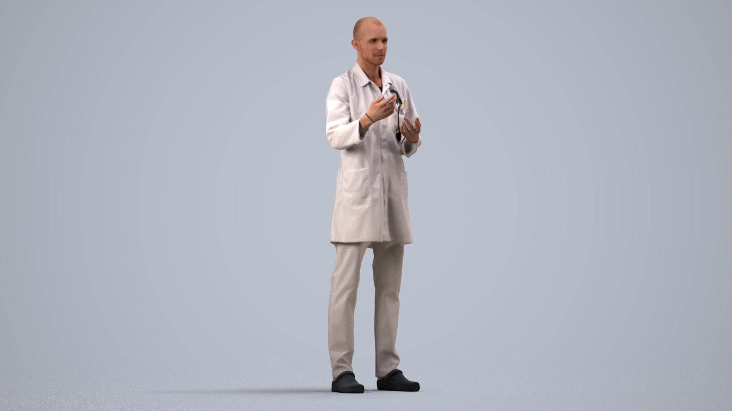 photogrammetry 3D man medical, realistic human model archviz FBX, side view render