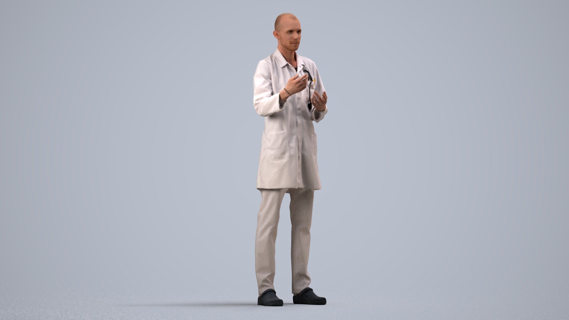 photogrammetry 3D man medical, realistic human model archviz FBX, side view render