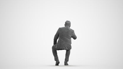 3D human model man business, photogrammetry scanned person for archviz, wireframe front view